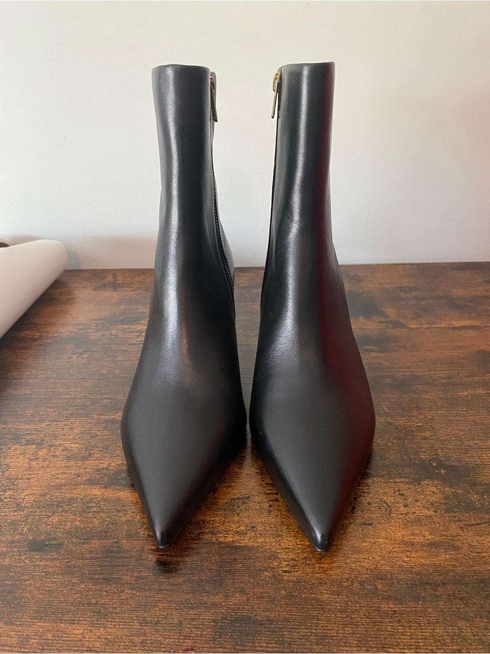 NWOT All Saints Vivian Black Pointed Toe Leather Ankle Boots